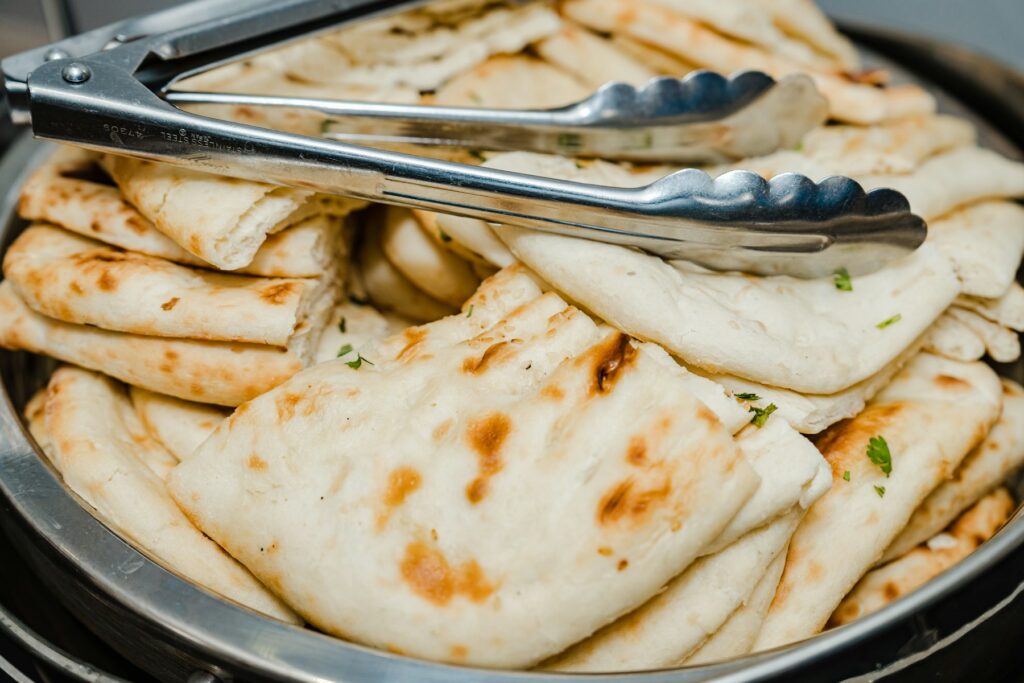 Freshly baked naan bread